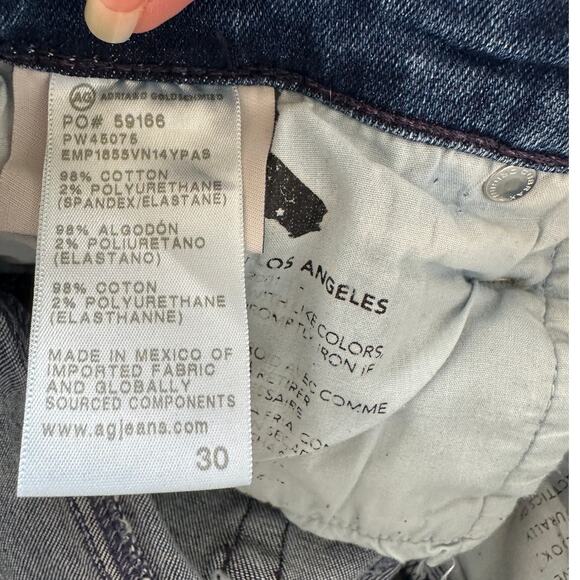 AG Medium Dark Wash The Prima Ankle Cigarette Leg Raw Hem Jeans 30 - Picture 10 of 12